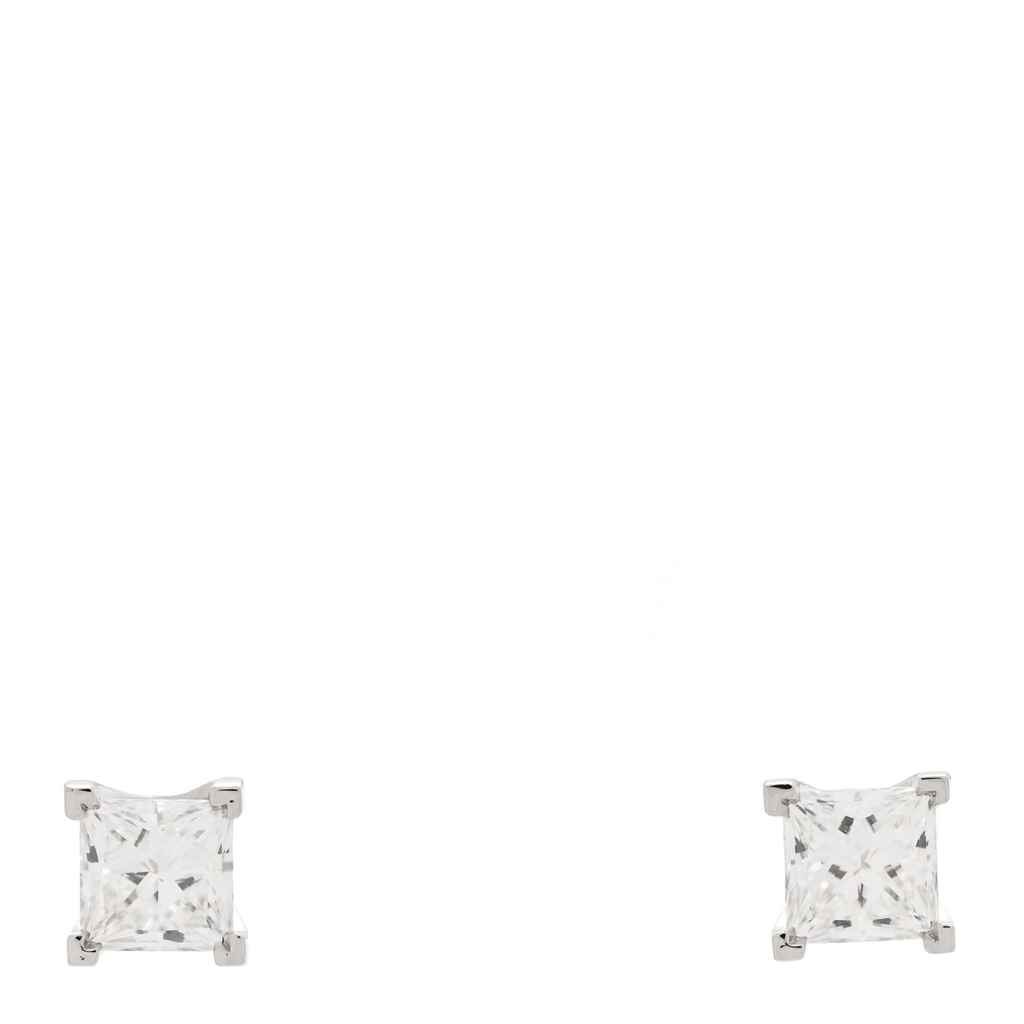 Platinum Diamond .73ctw Princess Cut Solitaire Earrings