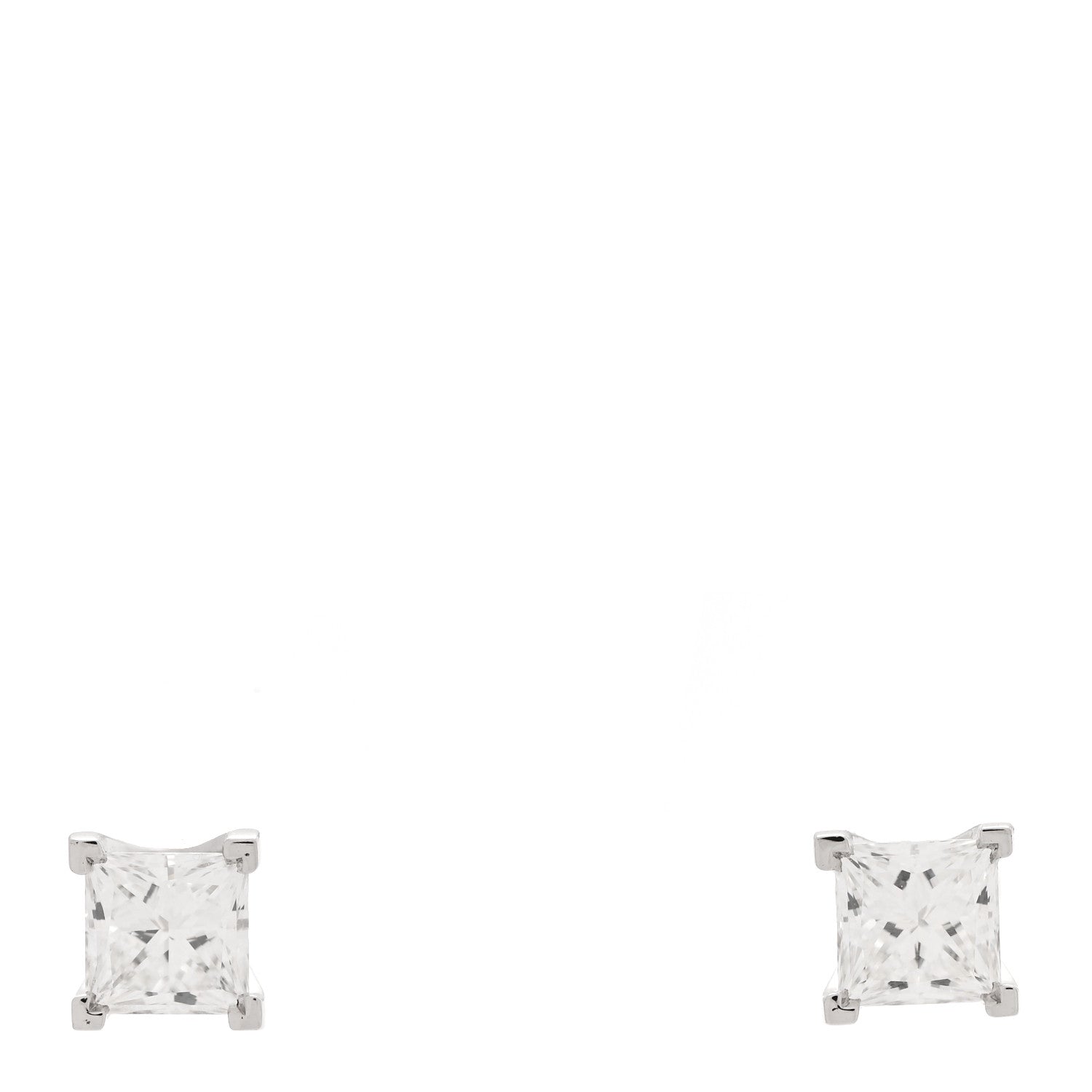 Tiffany Platinum Diamond .73ctw Princess Cut Solitaire Earrings 1 of 6