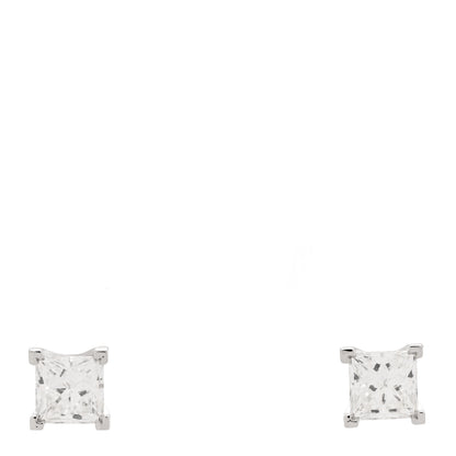 Tiffany Platinum Diamond .73ctw Princess Cut Solitaire Earrings 1 of 6