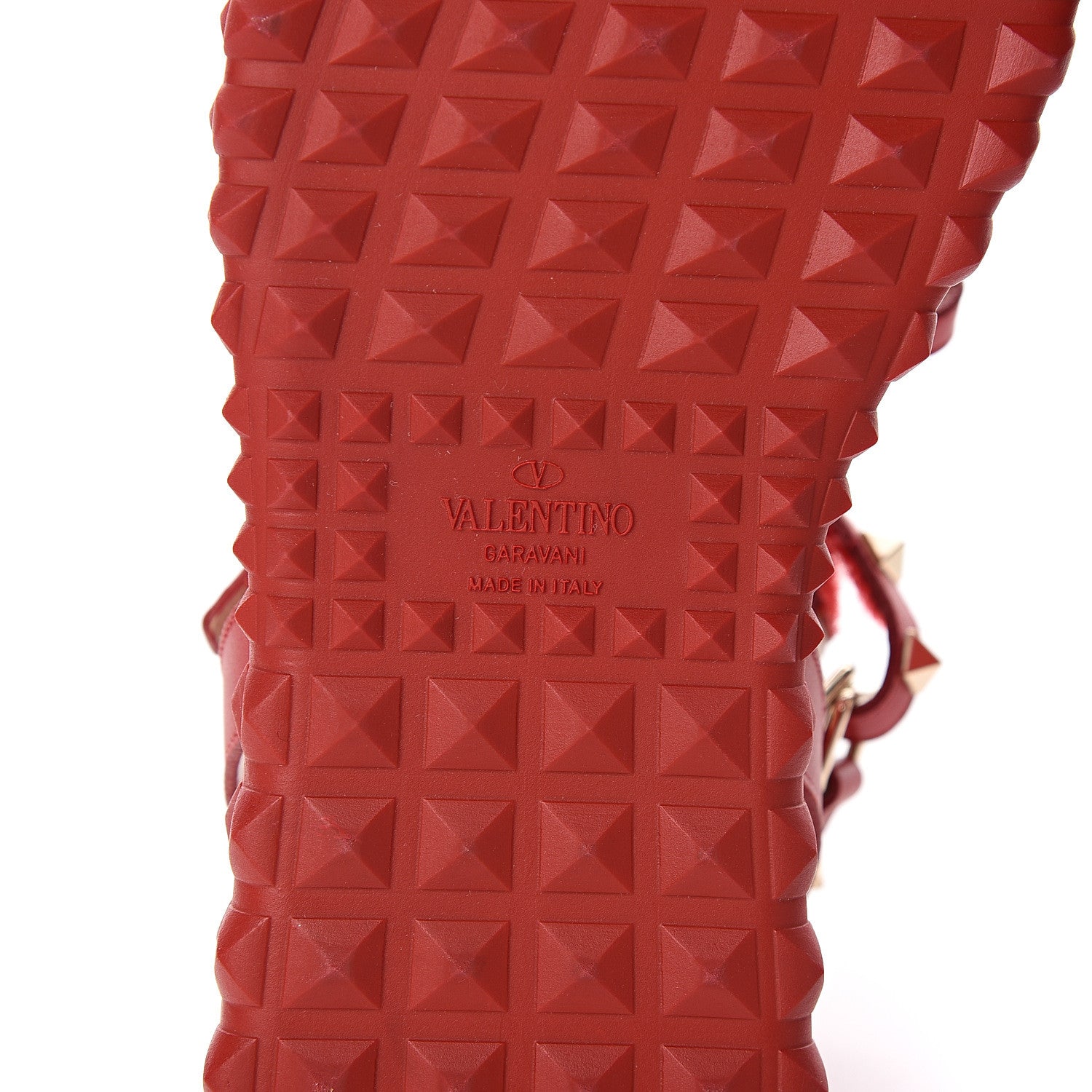 Valentino Garavani Calfskin Rockstud Gladiator Sandals 38 Red 5 of 9