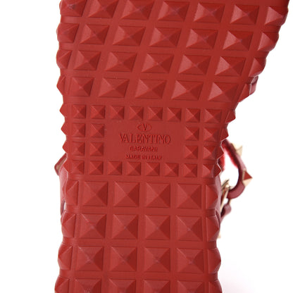 Valentino Garavani Calfskin Rockstud Gladiator Sandals 38 Red 5 of 9