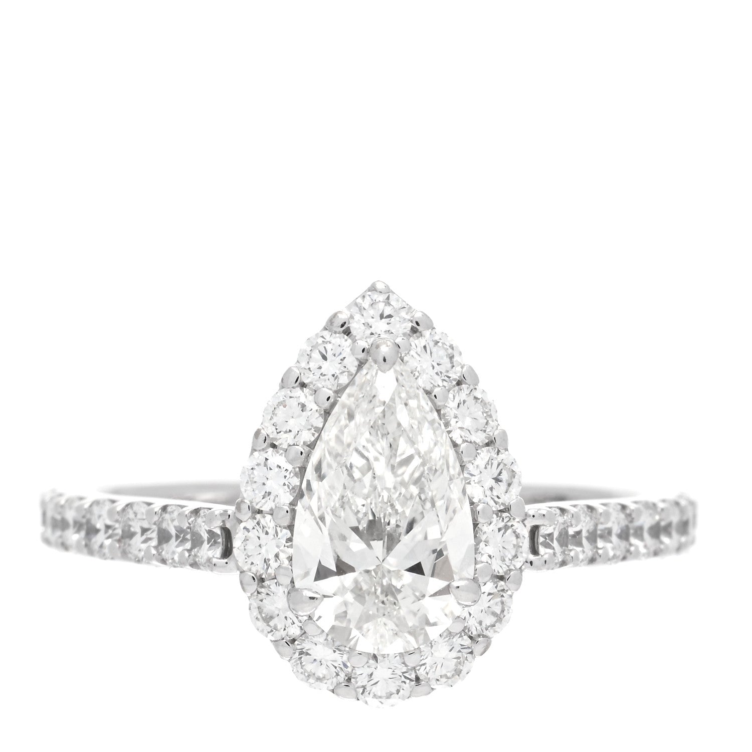 GRAFF White Gold Diamond Pear Halo Engagement Ring by FASHIONPHILE
