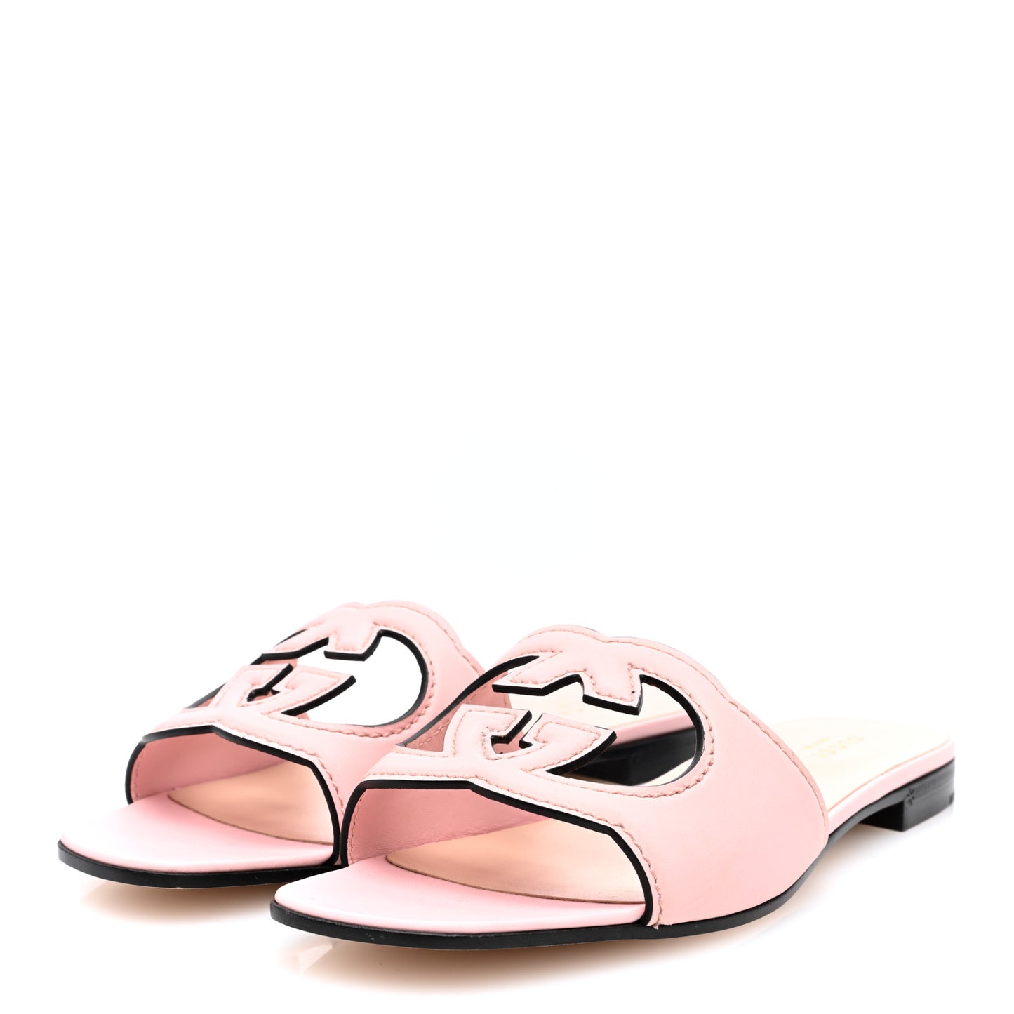 Cosmos Softy Calfskin Interlocking G Cut Out Slide Sandals 40 Pastel Pink