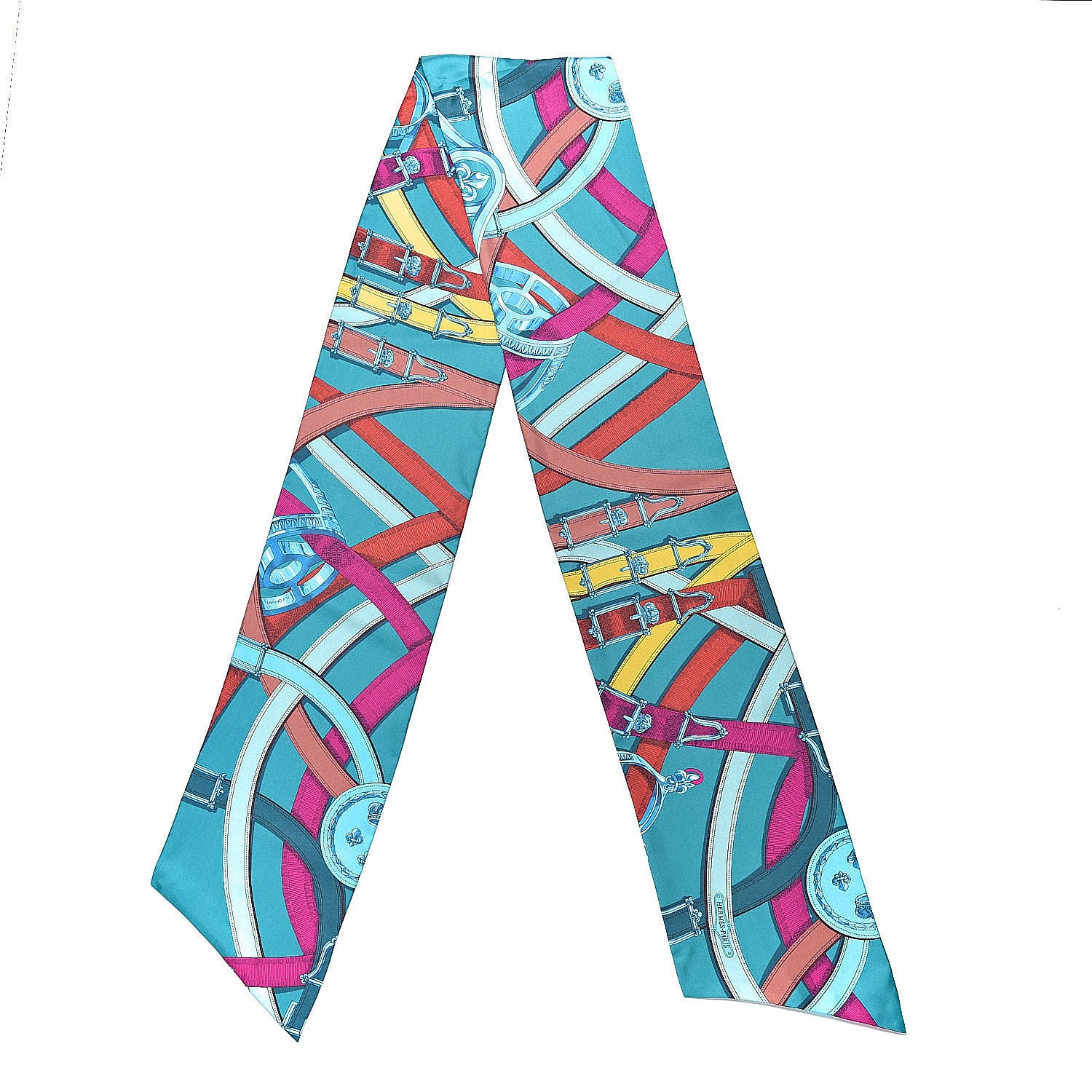 Hermes Silk Cavalcadour Maxi Twilly Canard Fuchsia Brique 3 of 7