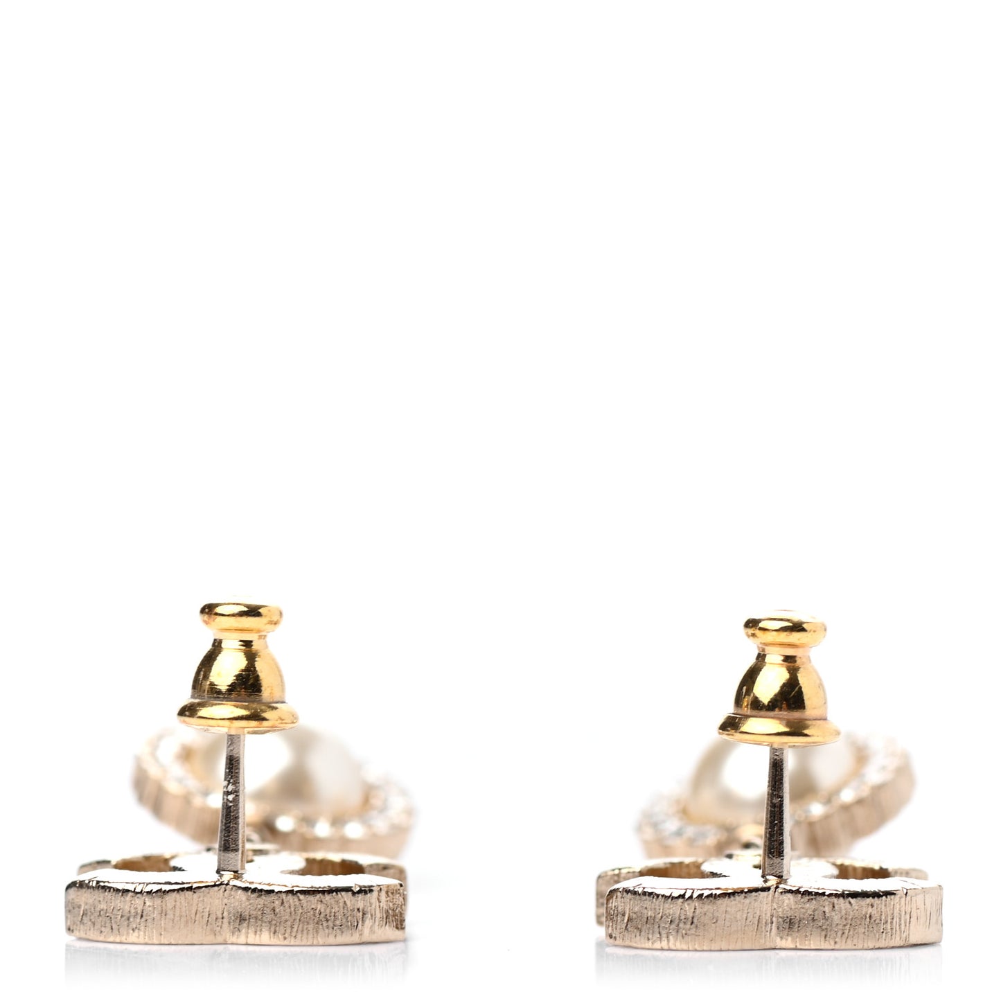 Crystal Pearl CC Lace Camellia Earrings Gold