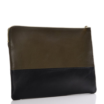 Celine Smooth Lambskin Bi-Color Solo Clutch Pouch Army Green 3 of 7