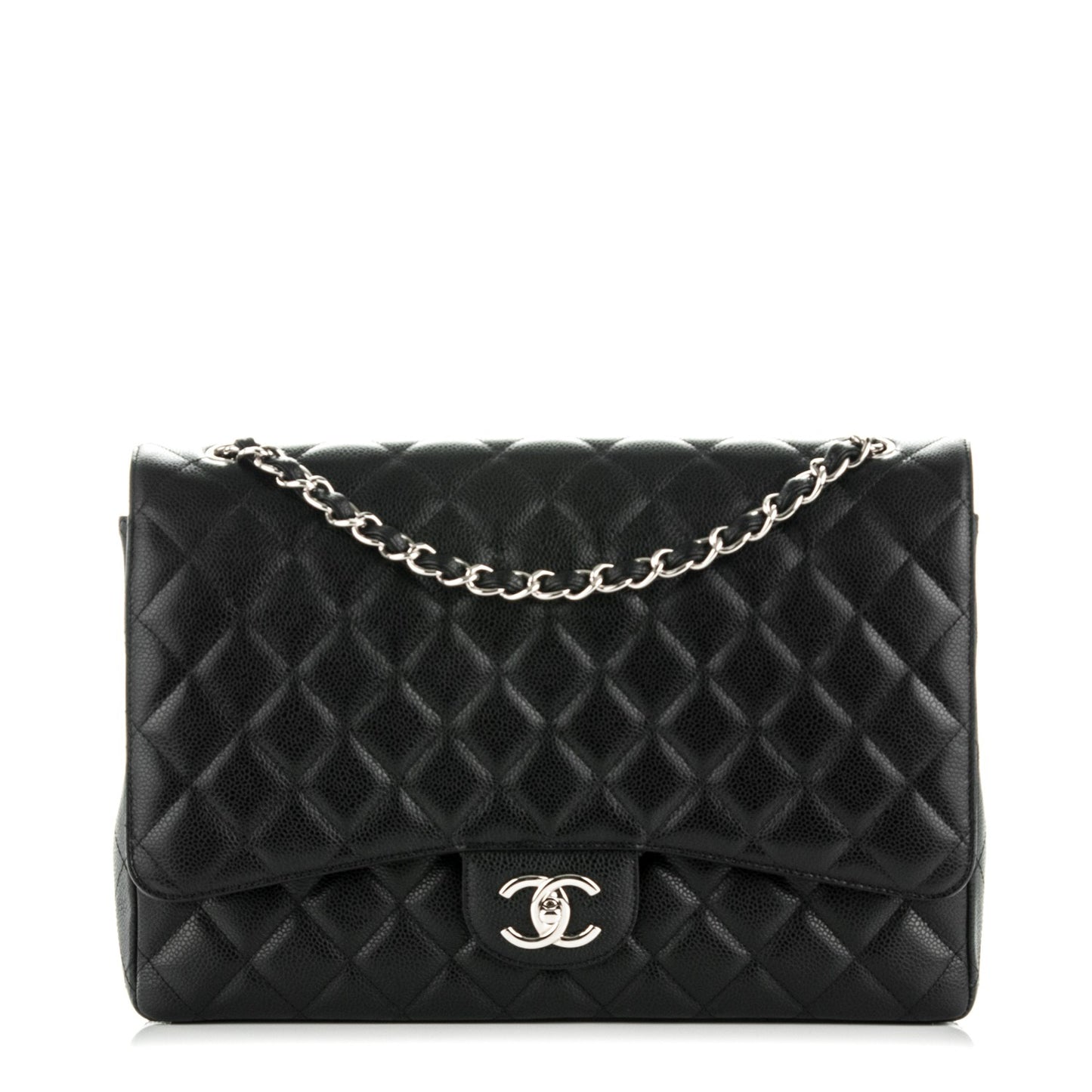 Caviar Quilted Maxi Double Flap Black