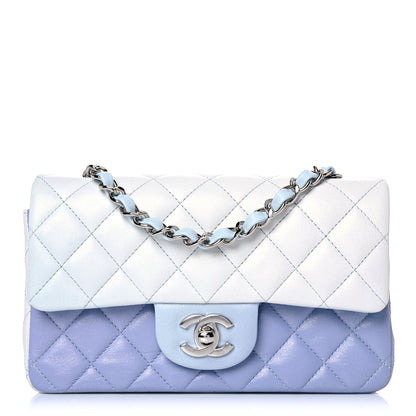 Chanel Perforated Lambskin Quilted Mini Rectangular Flap Light Blue Light Purple White 1 of 10