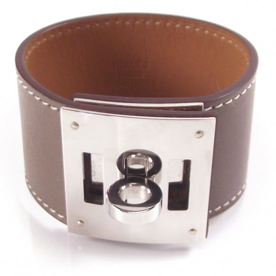 Swift Leather Kelly Dog Bracelet Cuff Etoupe