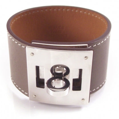 Hermes Swift Leather Kelly Dog Bracelet Cuff Etoupe 1 of 6