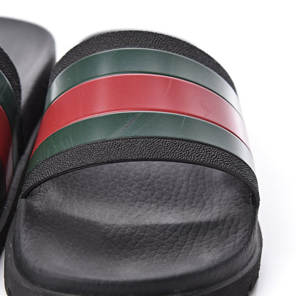 Gucci Rubber Web Mens Lug Sole Slide Sandals 6 Black Green Red 11 of 16