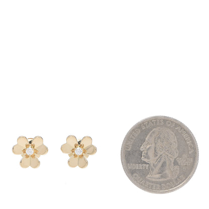 Van Cleef & Arpels 18K Yellow Gold Diamond Mini Frivole Earrings 2 of 5