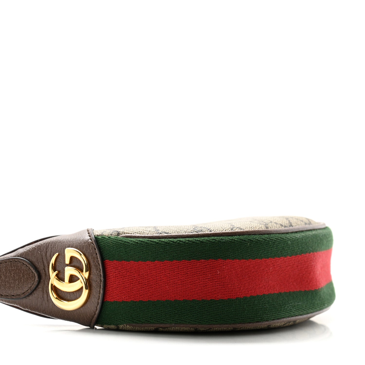 Gucci GG Supreme Monogram Textured Calfskin Web Mini Ophidia Half Moon Hobo Beige Ebony New Acero 9 of 11