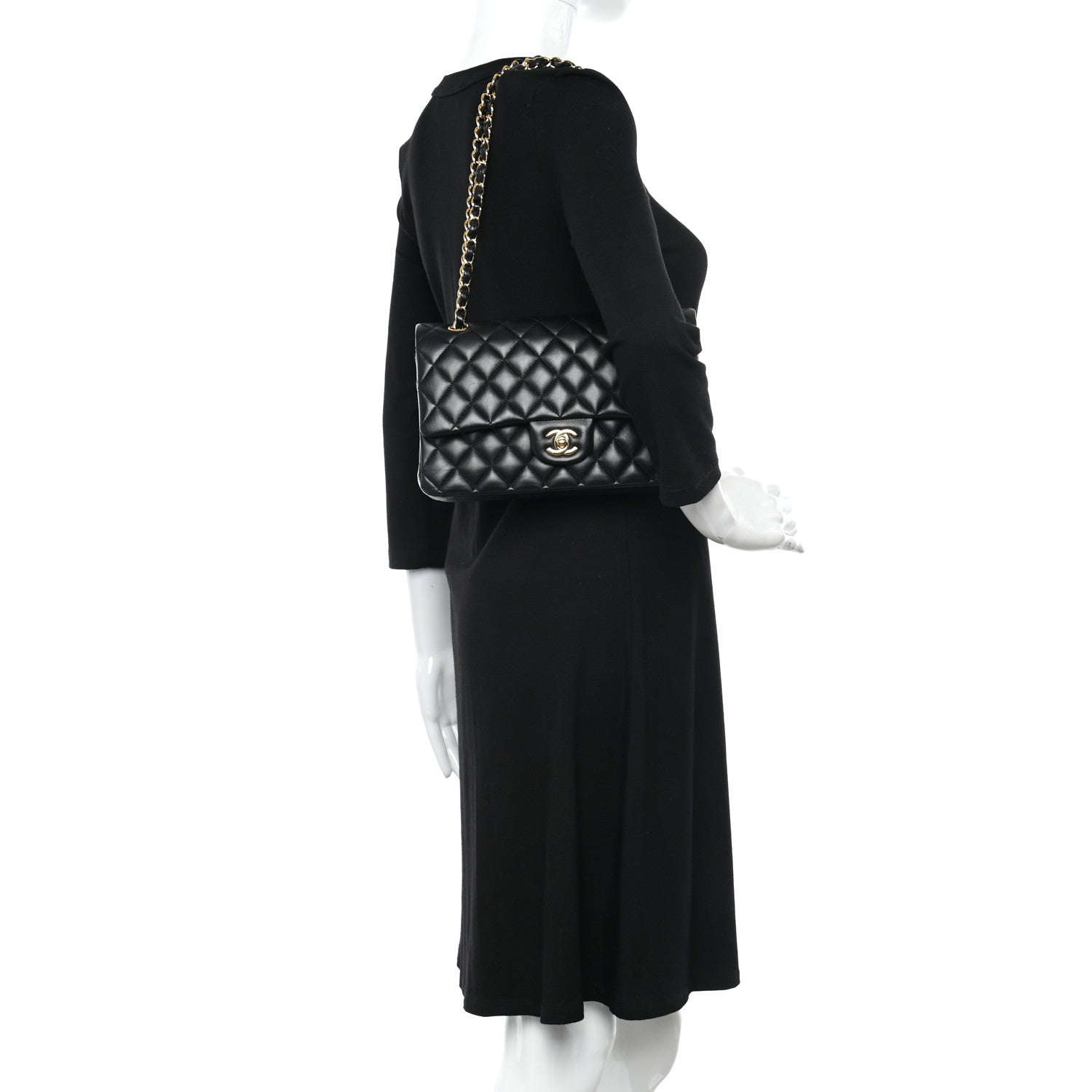 Chanel Lambskin Quilted Medium Double Flap Black 2 of 14