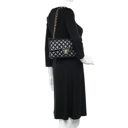 Chanel Lambskin Quilted Medium Double Flap Black 2 of 14