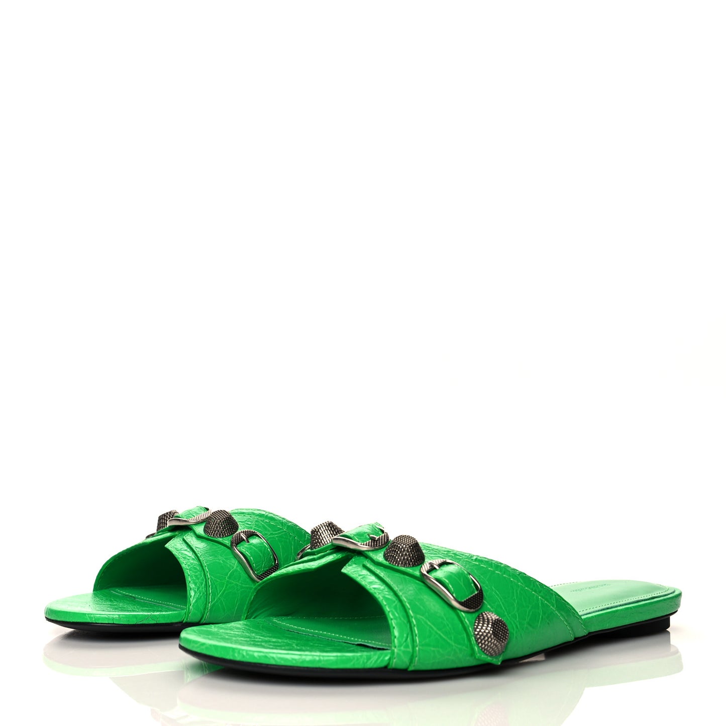 Agneau Arena Cagole Flat Slide Sandals 39 Vivid Green