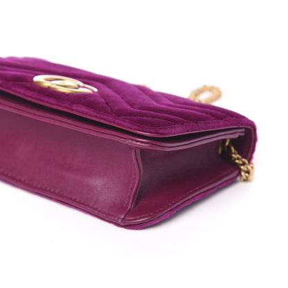 Gucci Velvet Matelasse GG Marmont Mini Bag Fuchsia Violet Cyclamen 9 of 10