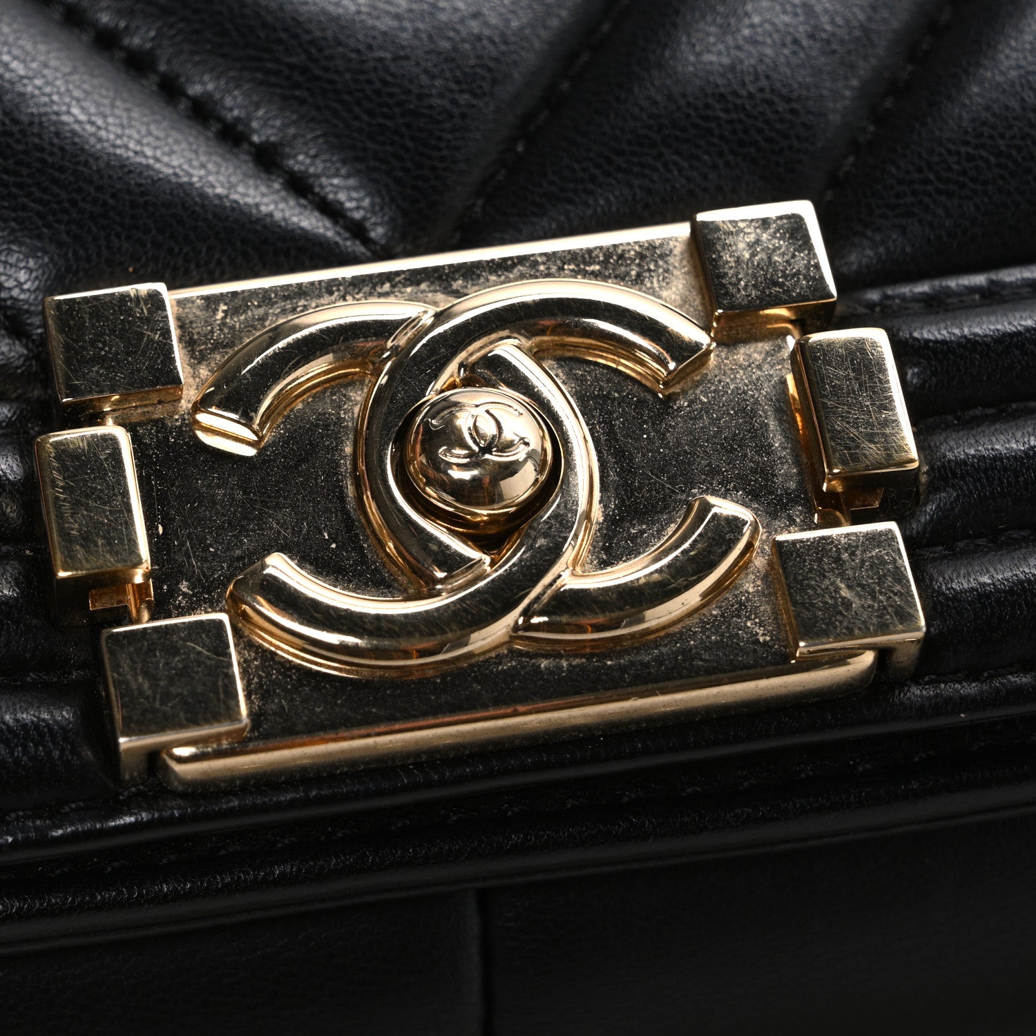 Chanel Calfskin Chevron Quilted Medium Boy Flap Black 11 of 11