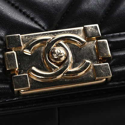 Chanel Calfskin Chevron Quilted Medium Boy Flap Black 11 of 11
