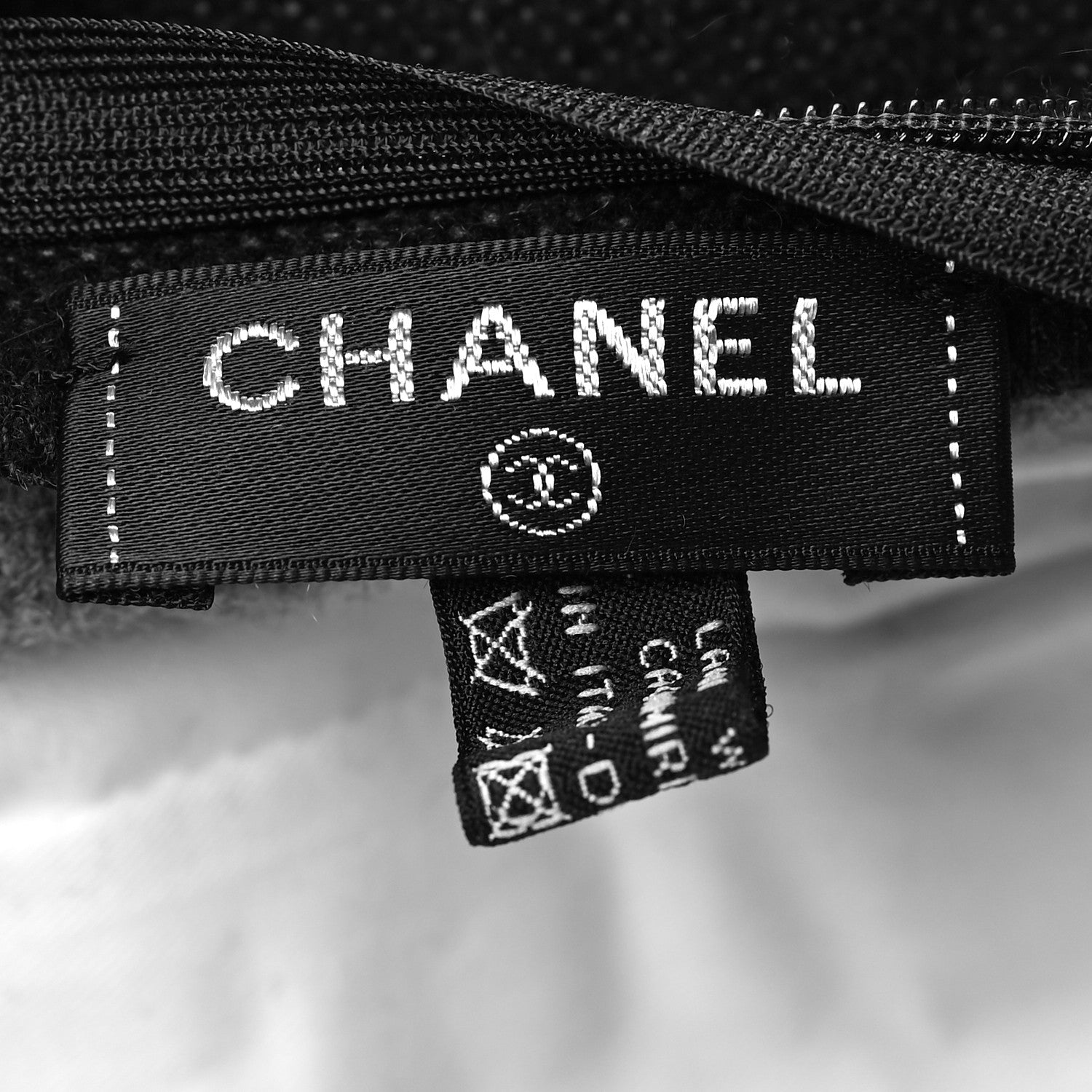Chanel Merino Wool Cashmere CC Logo Pillow Black Grey 3 of 3