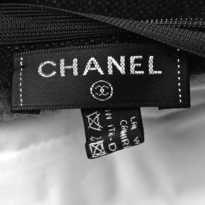 Chanel Merino Wool Cashmere CC Logo Pillow Black Grey 3 of 3