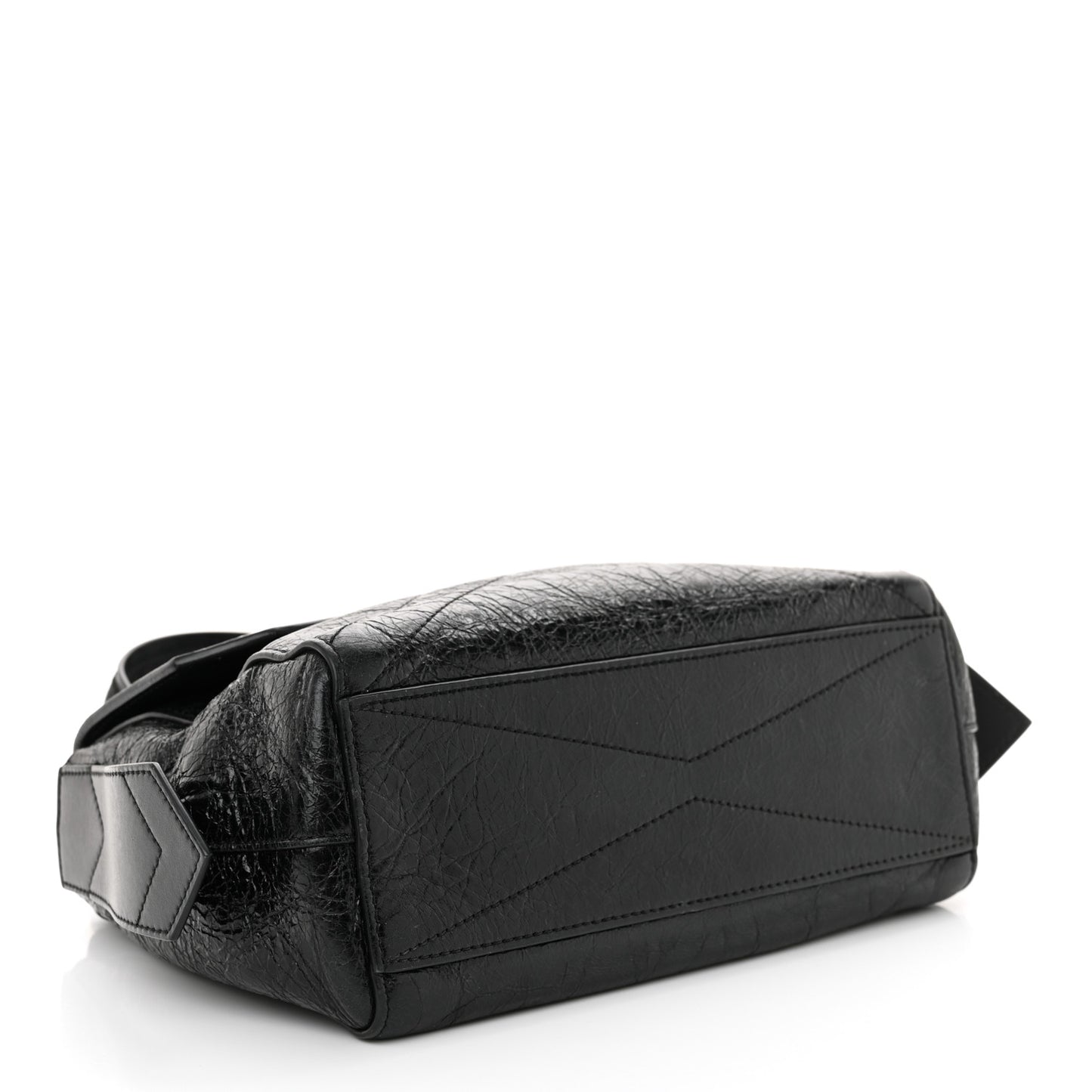 Creased Patent Calfskin Small ID Flap Black