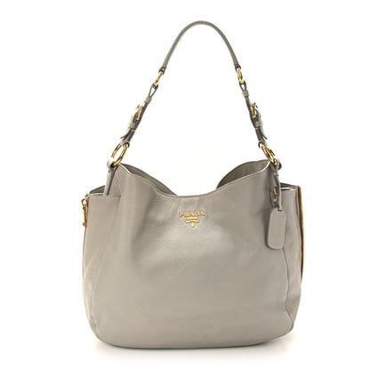 Prada Vitello Daino Side Zip Pocket Hobo Argilla 1 of 8