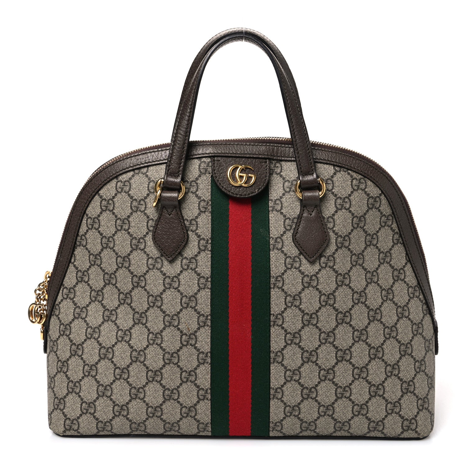 Gucci GG Supreme Monogram Web Medium Ophidia Top Handle Dome Bag Brown 1 of 12
