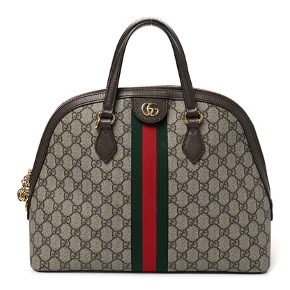 Gucci GG Supreme Monogram Web Medium Ophidia Top Handle Dome Bag Brown 1 of 12