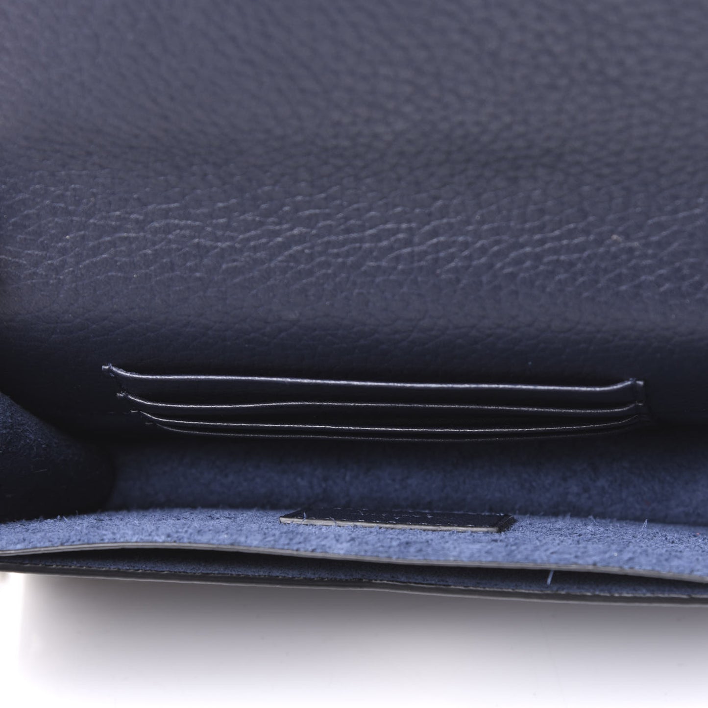 Pebbled Calfskin Rockstud Envelope Wallet on Chain Indigo