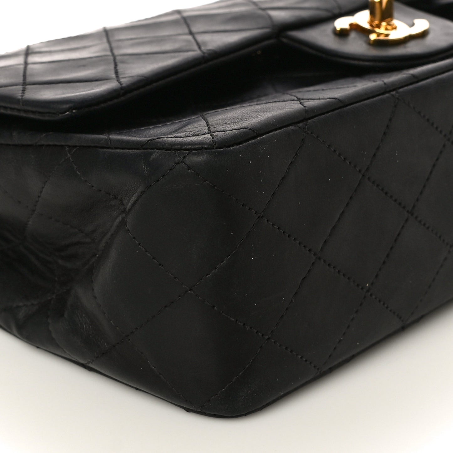 Lambskin Quilted Medium Double Flap Black