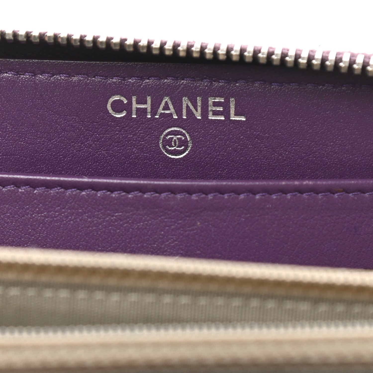 Chanel Patent Quilted Brilliant Zip Around Wallet Purple 6 of 11