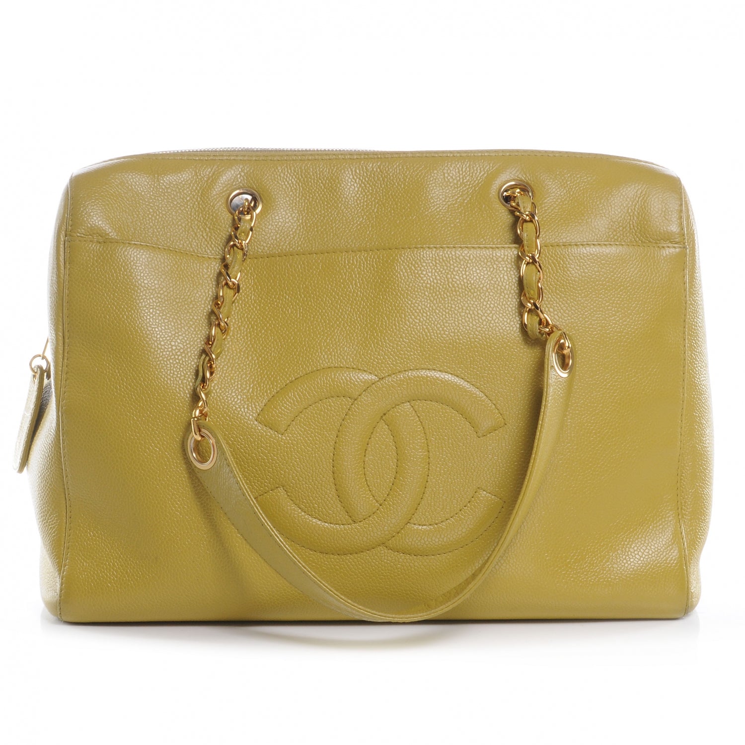 Chanel Caviar Large CC Shoulder Bag Chartreuse 1 of 7