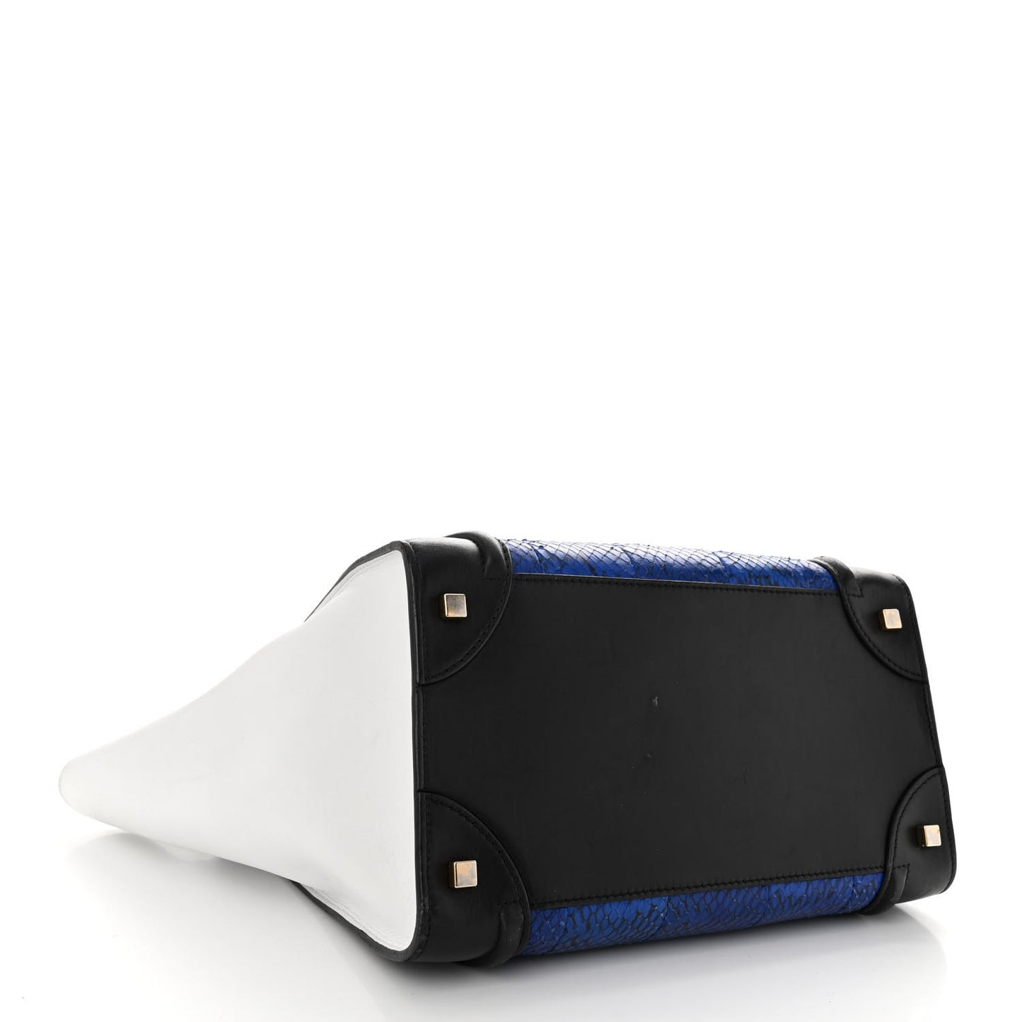 Snakeskin Smooth Calfskin Mini Tri-Color Luggage Blue Black White