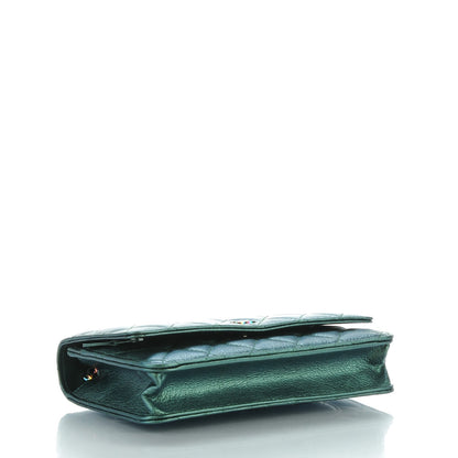 Chanel Iridescent Goatskin Quilted Wallet On Chain WOC Green 4 of 8