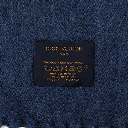 Louis Vuitton Cashmere Wool Monogram Gradient Scarf Navy 3 of 3