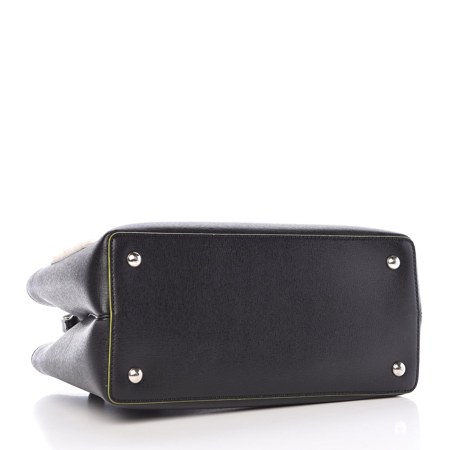 Vitello Elite Shearling Block Letter Petite 2Jours Tote Black