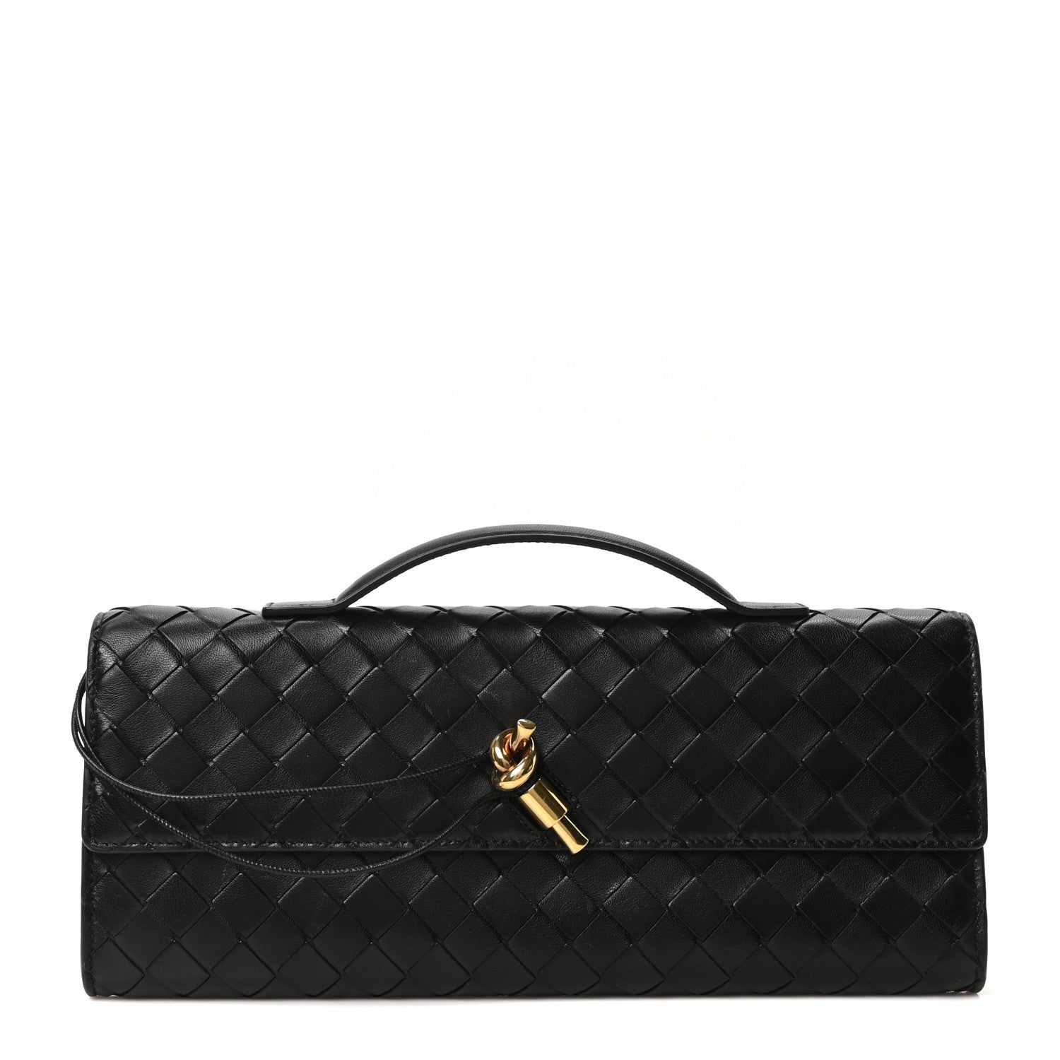 Bottega Veneta Nappa Intrecciato Long Andiamo Top Handle Clutch Black 1 of 9