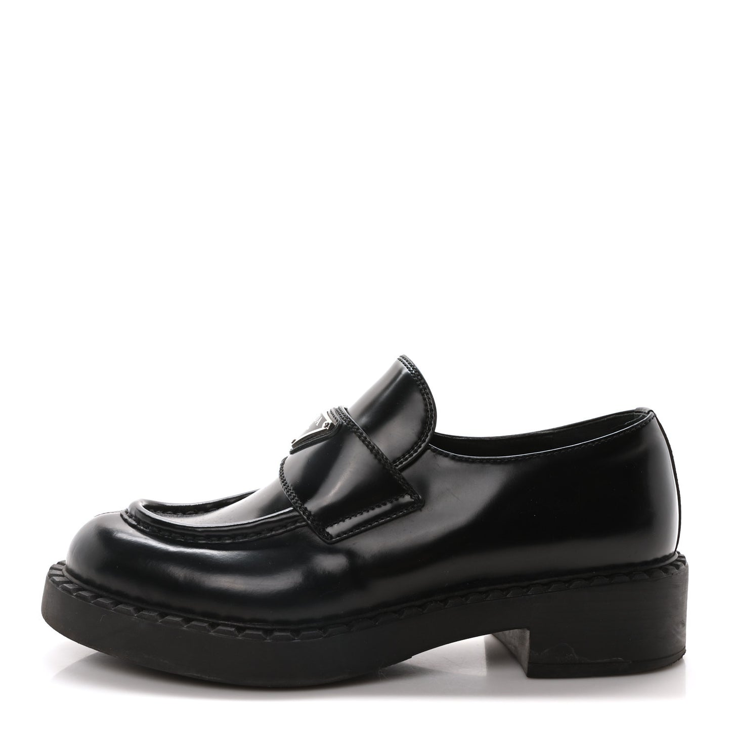 Spazzolato Metal Triangle Logo 50mm Loafers 37 Black