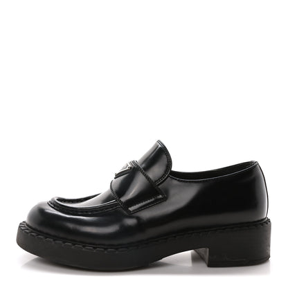 Prada Spazzolato Metal Triangle Logo 50mm Loafers 37 Black 1 of 8