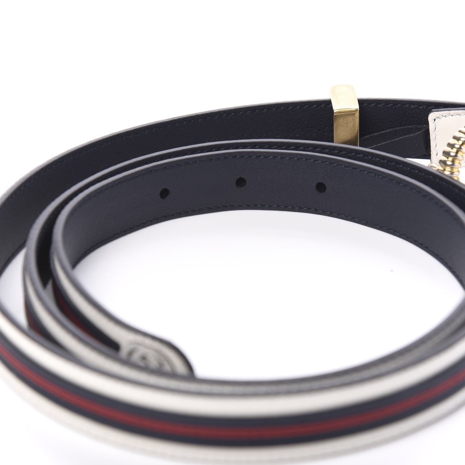 Gucci Calfskin 20mm Torchon Double G Sylvie Belt 95 38 Off White Blue Red 3 of 5