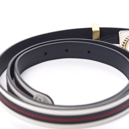 Gucci Calfskin 20mm Torchon Double G Sylvie Belt 95 38 Off White Blue Red 3 of 5