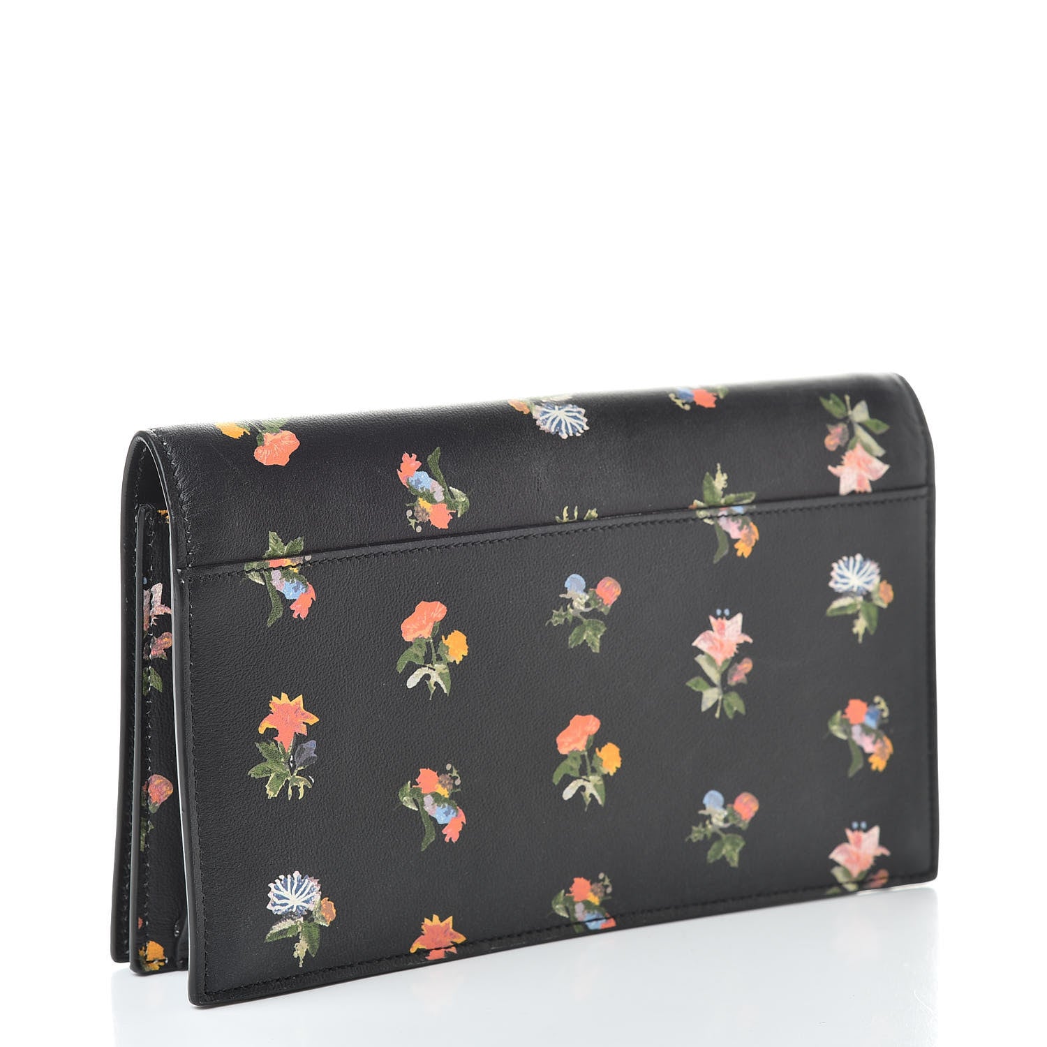 Saint Laurent Calfskin Prairie Flower Printed Small Monogram Clutch Black Multicolor 3 of 10