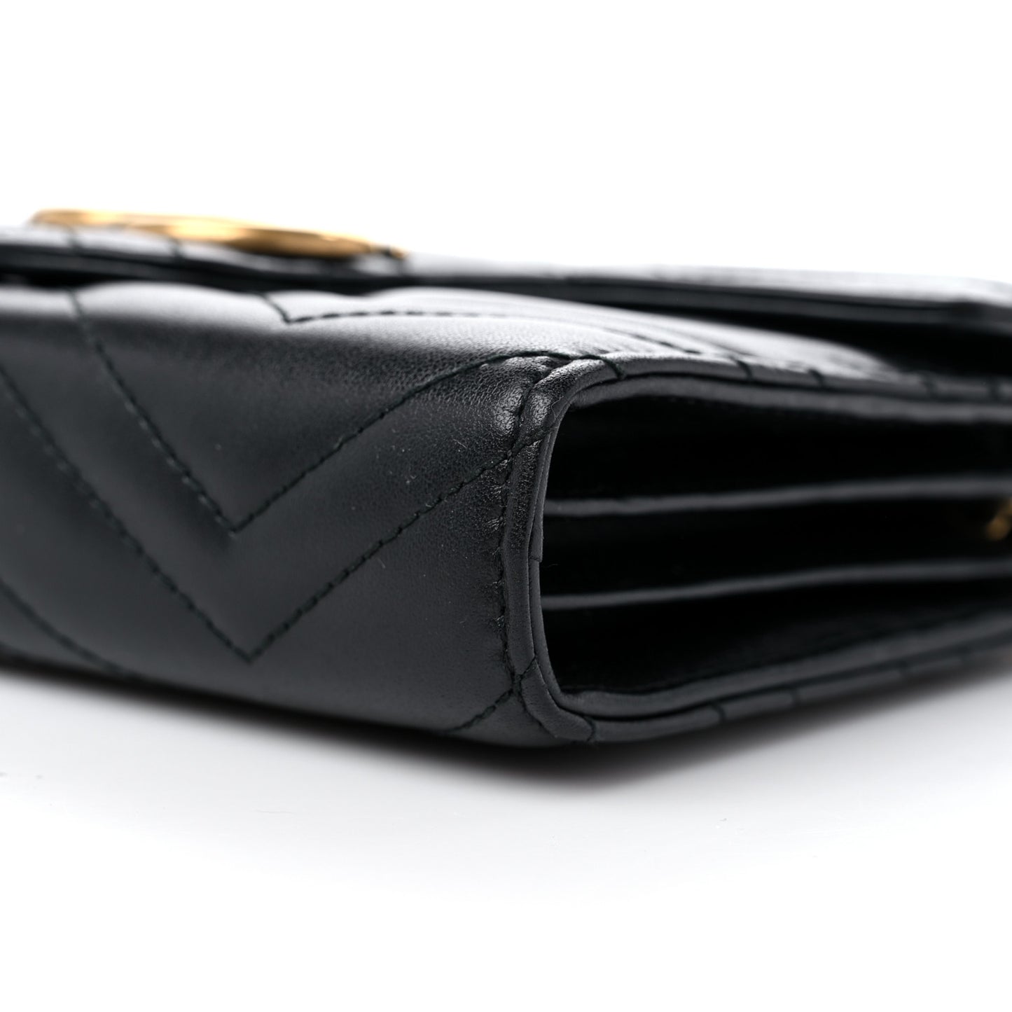 Calfskin Matelasse GG Marmont Chain Wallet Black
