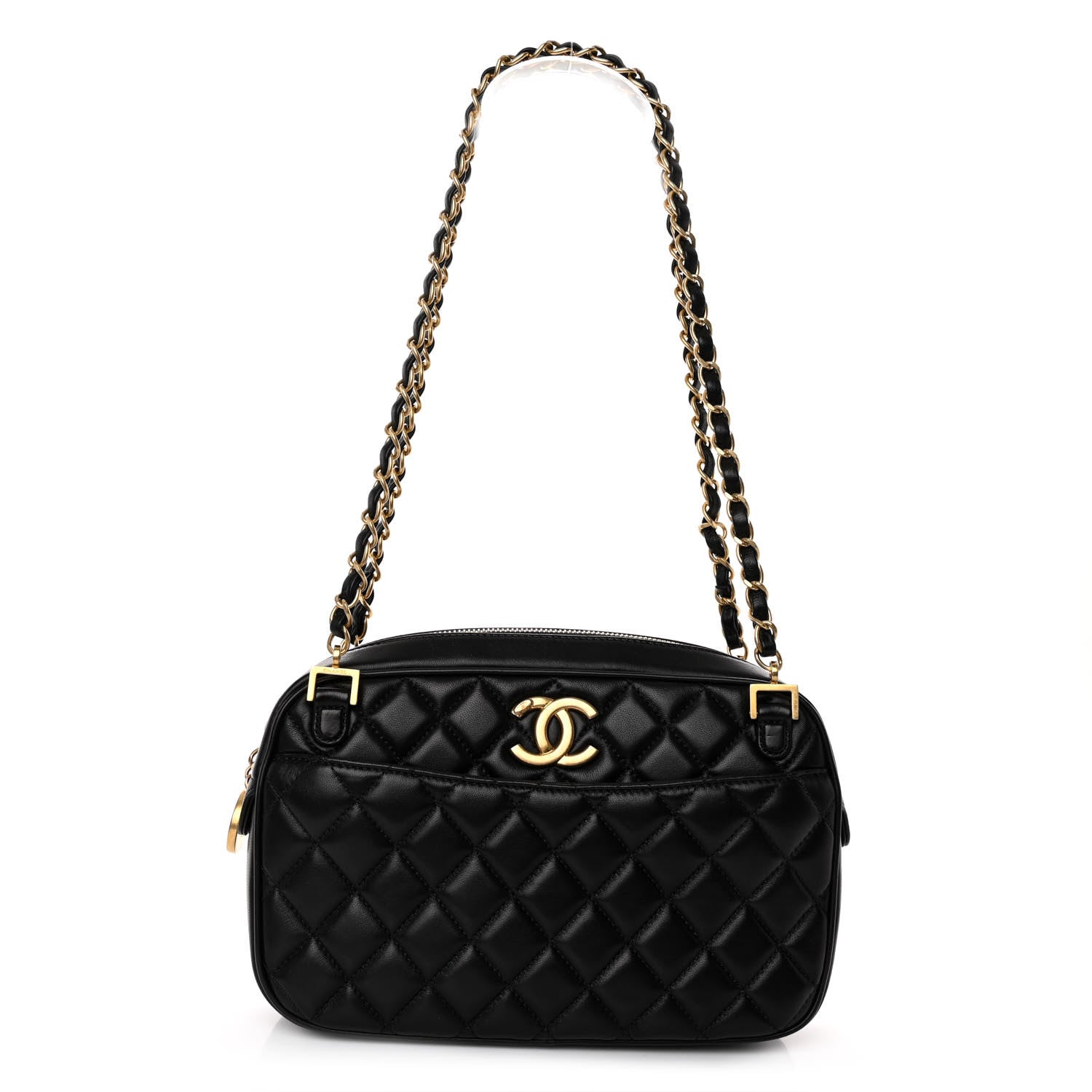 Chanel Lambskin Quilted Medium CC Crown Camera Case Black 1 of 9