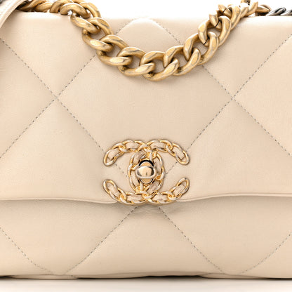 Chanel Goatskin Quilted Medium Chanel 19 Flap Beige 8 of 13