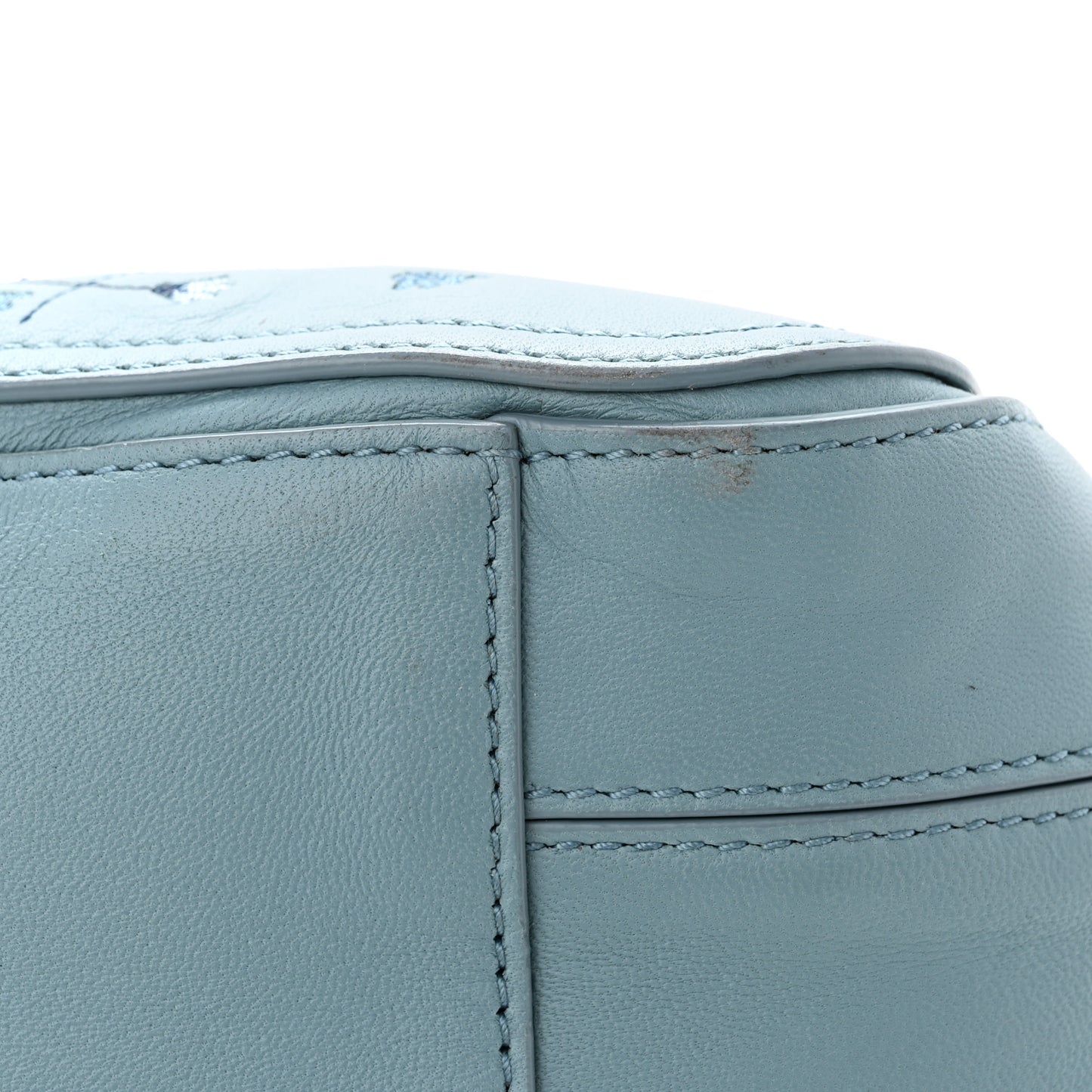 Nappa Intrecciato Floral Embroidered Tote Blue