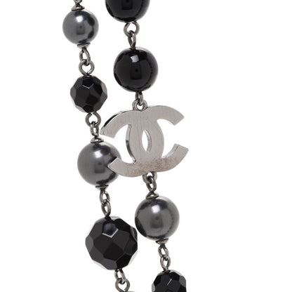 Chanel Ruthenium Pearl Beaded CC Long Necklace Black 4 of 5
