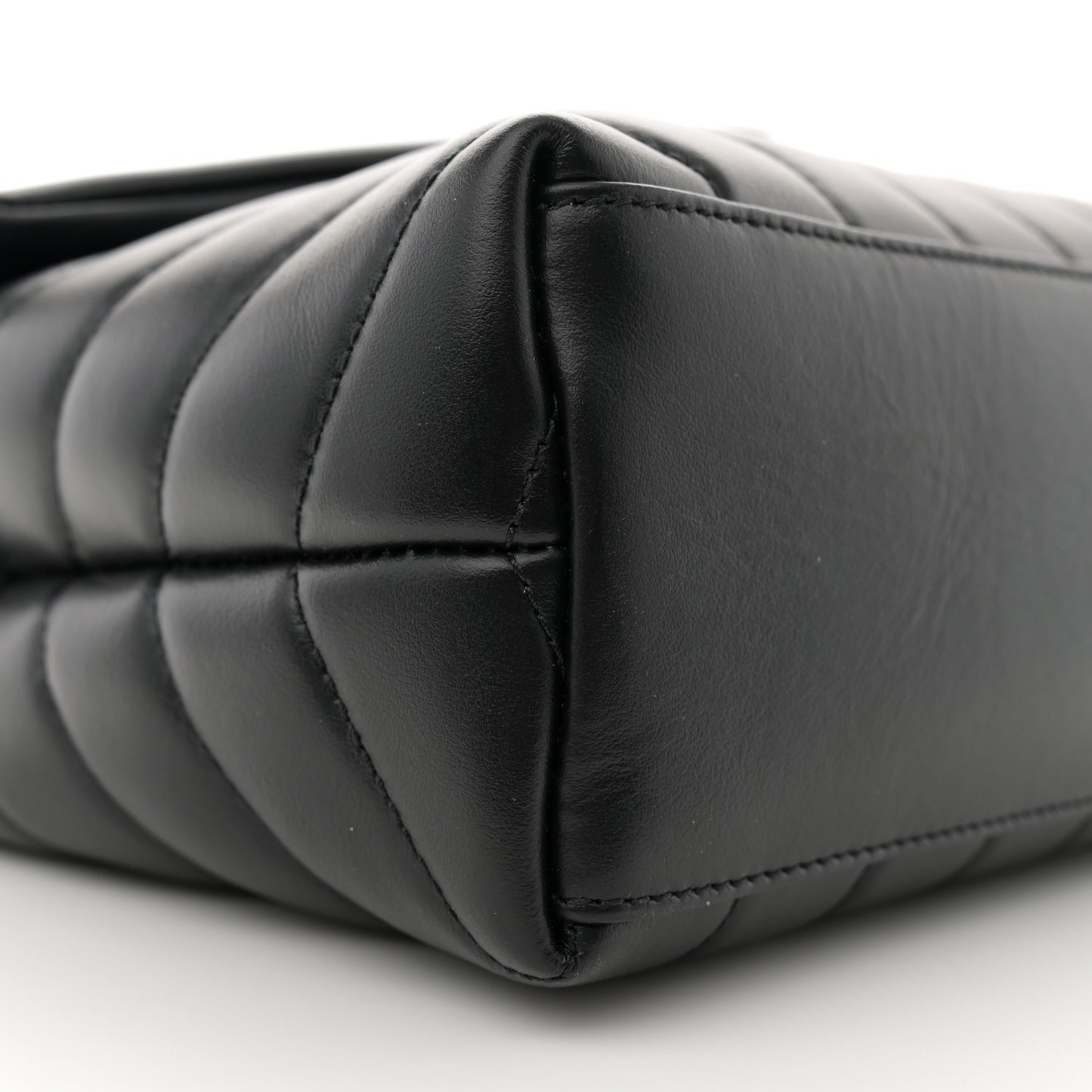 Calfskin Y Quilted Monogram Small Loulou Chain Satchel Black