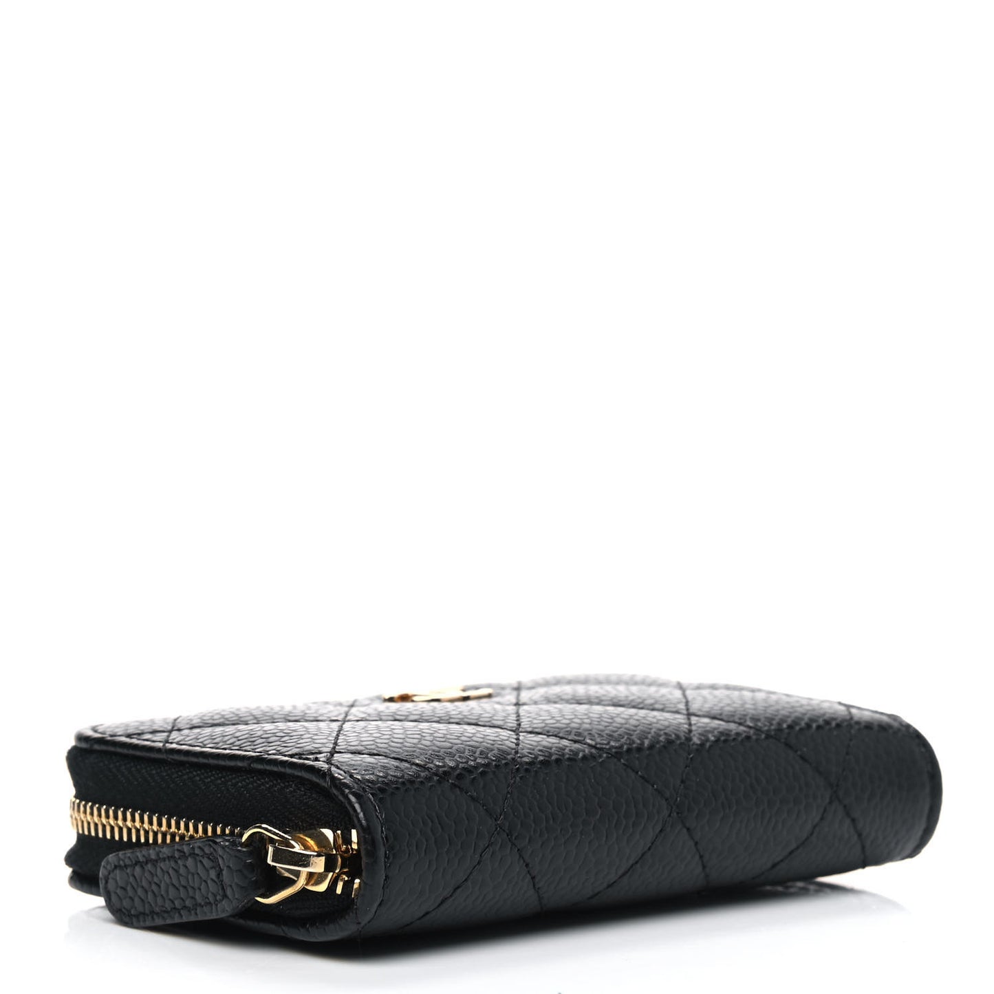 Caviar Quilted Zip Coin Purse Black